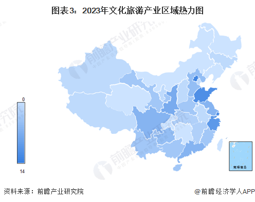 图表3:2023年文化旅游产业区域热力图