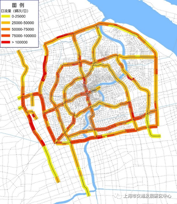 图 2.11 2021年快速路路段日流量分布(pcu/日)