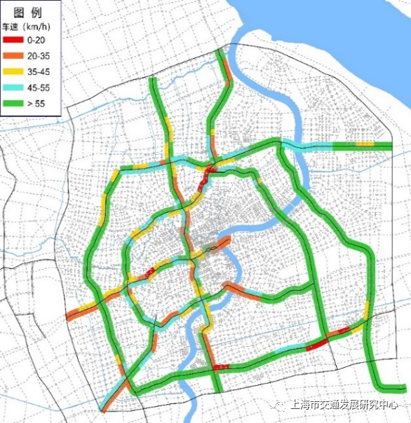 图 2.12 2021年高架道路高峰车速(公里/小时)数据来源:上海市交通委员会交通指挥中心