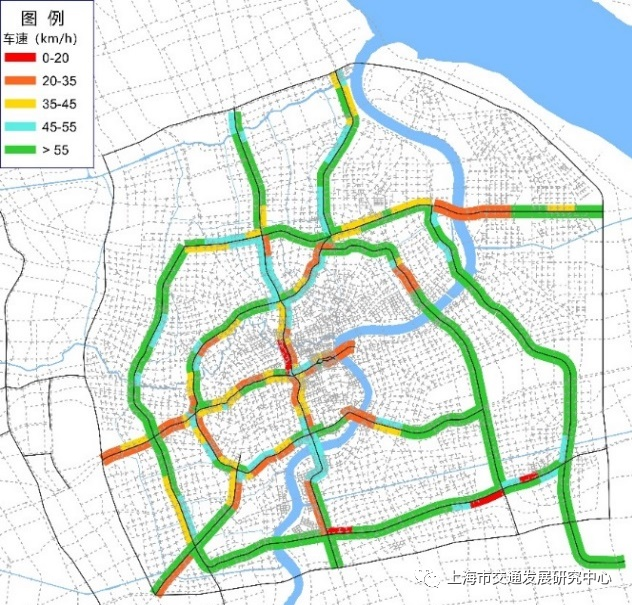 图 2.12 2021年高架道路高峰车速(公里/小时)数据来源:上海市交通委员会交通指挥中心