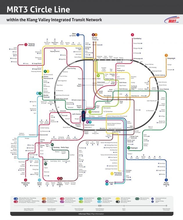 MRT3 官方完整路线图公布, 31列车站环形包围雪隆多地区