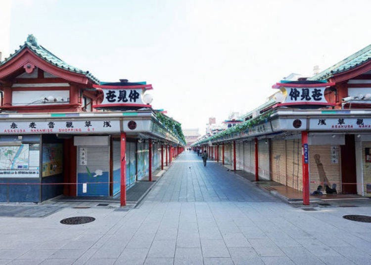 早上的浅草仲见世通商店街