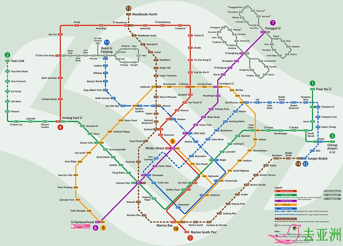 新加坡地铁线路图英文版